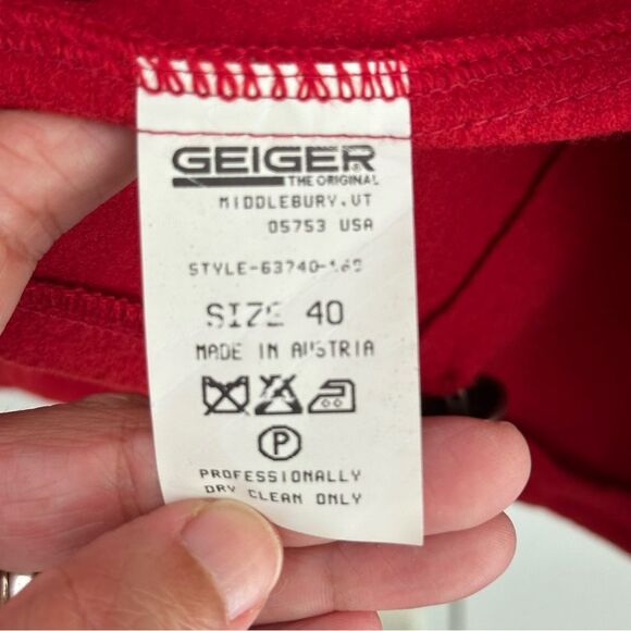 Geiger Boiled Wool Blazer Red Sz 40 Austria FLAW - Picture 11 of 13